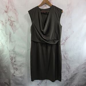 Adrianna Papell Dress Womens 12 Large Green V Cowl Neck Sheath Greek Roman